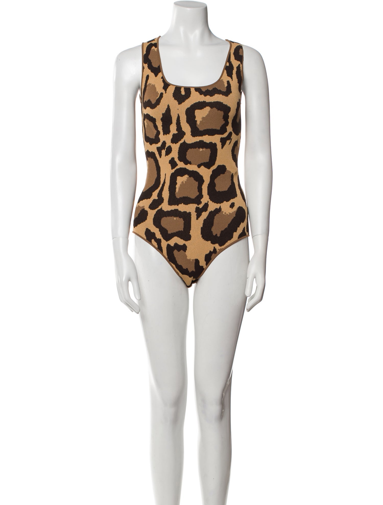 Sergio Hudson Animal Print Square Neckline Bodysuit