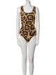 Sergio Hudson Animal Print Square Neckline Bodysuit