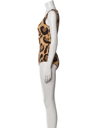 Sergio Hudson Animal Print Square Neckline Bodysuit