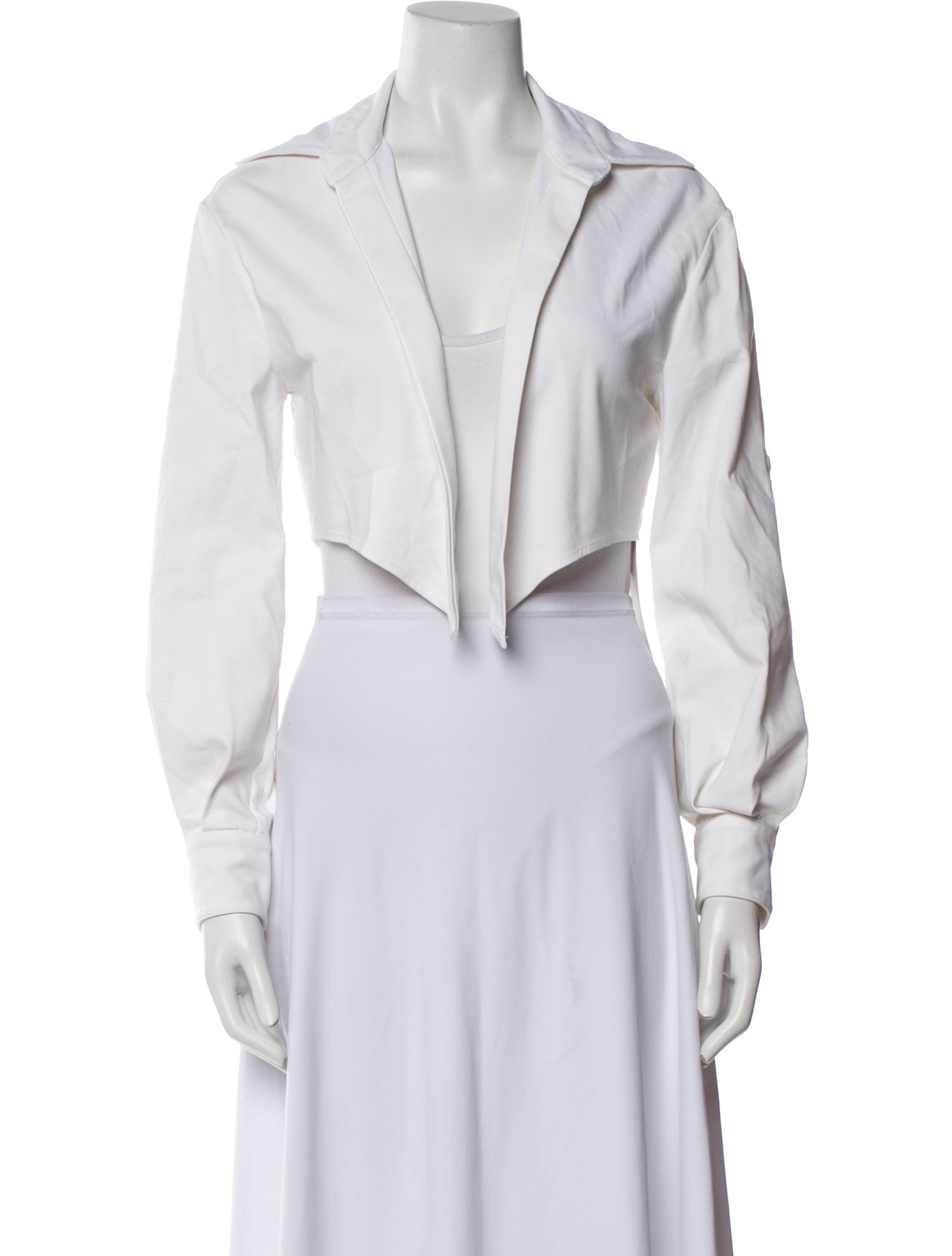 Sergio Hudson V-Neck Long Sleeve Crop Top