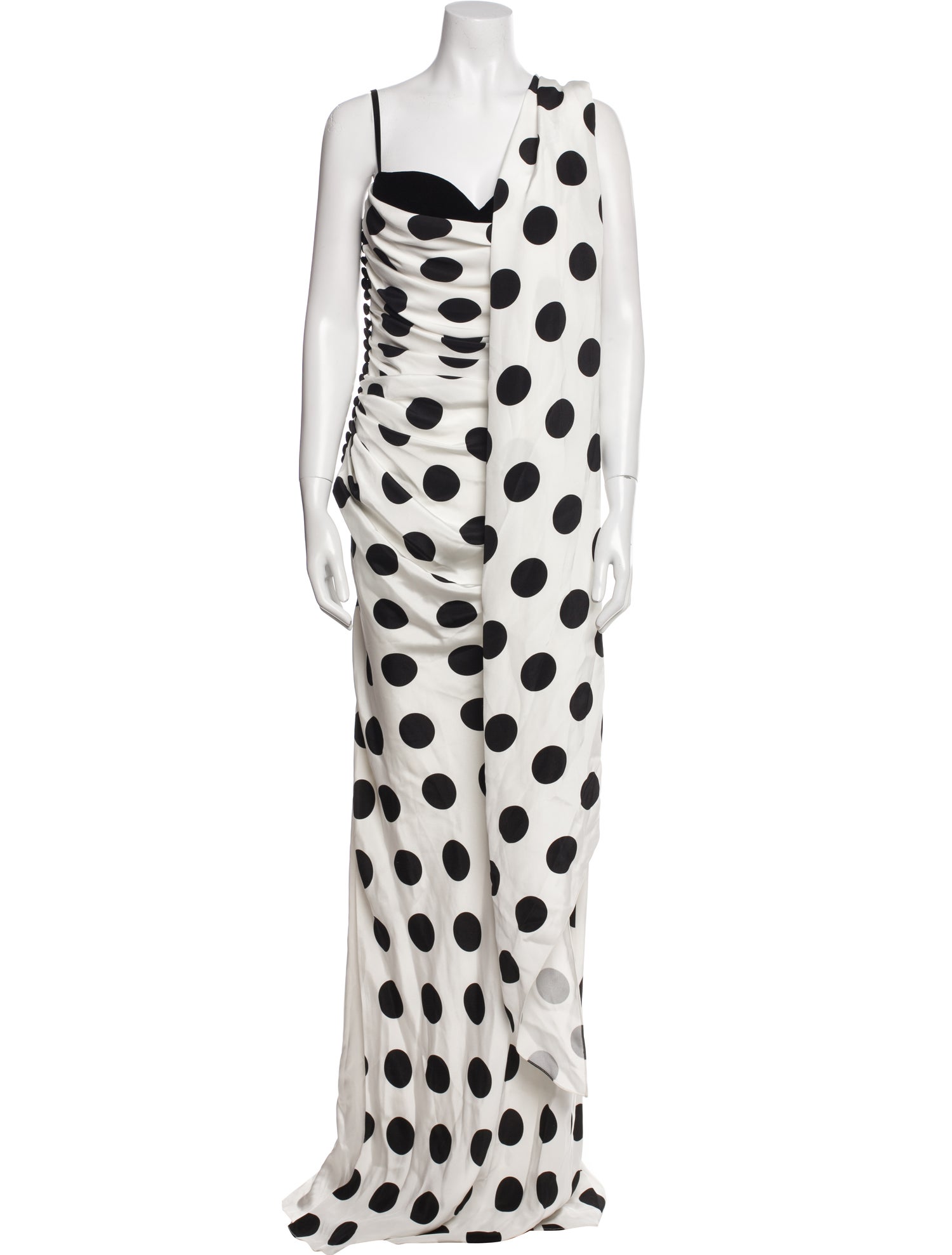 Sergio Hudson Polka Dot Print Long Dress w/ Tags