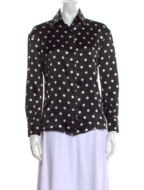 Sergio Hudson Silk Polka Dot Print Button-Up Top