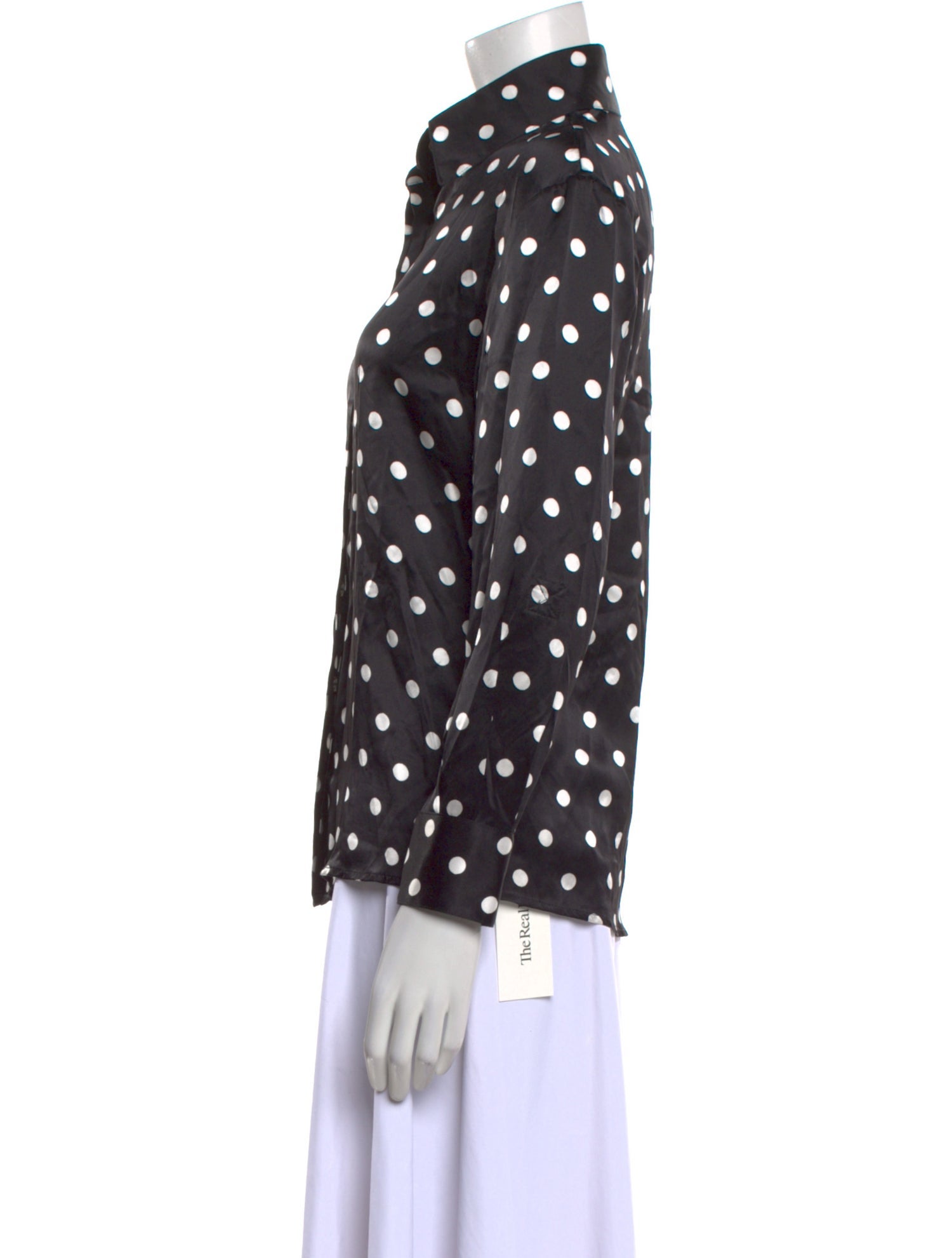 Sergio Hudson Silk Polka Dot Print Button-Up Top