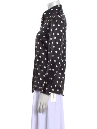 Sergio Hudson Silk Polka Dot Print Button-Up Top
