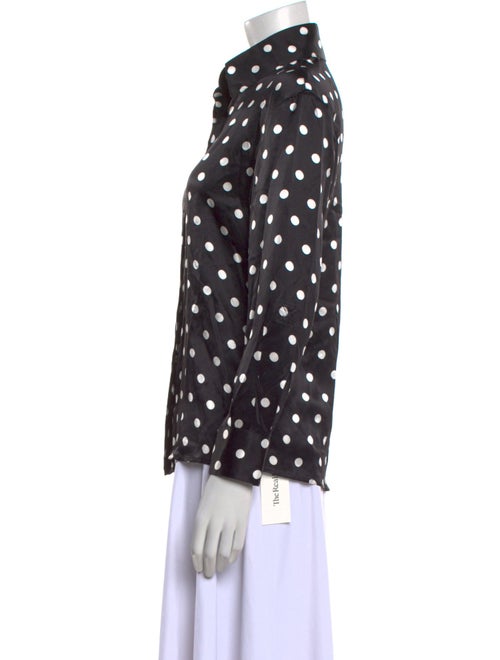 Sergio Hudson Silk Polka Dot Print Button-Up Top