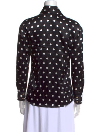 Sergio Hudson Silk Polka Dot Print Button-Up Top