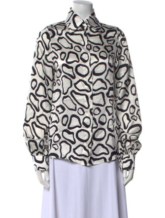 Sergio Hudson Silk Printed Button-Up Top