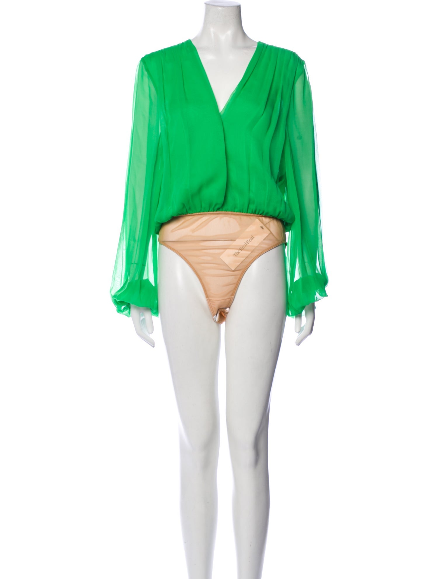 Sergio Hudson Silk V-Neck Bodysuit w/ Tags