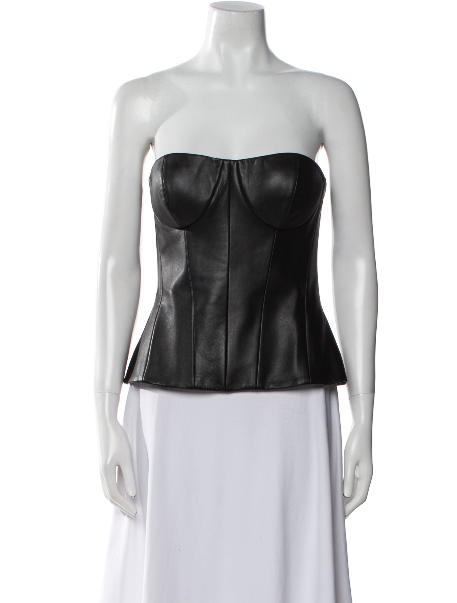 Sergio Hudson Lambskin Strapless Crop Top