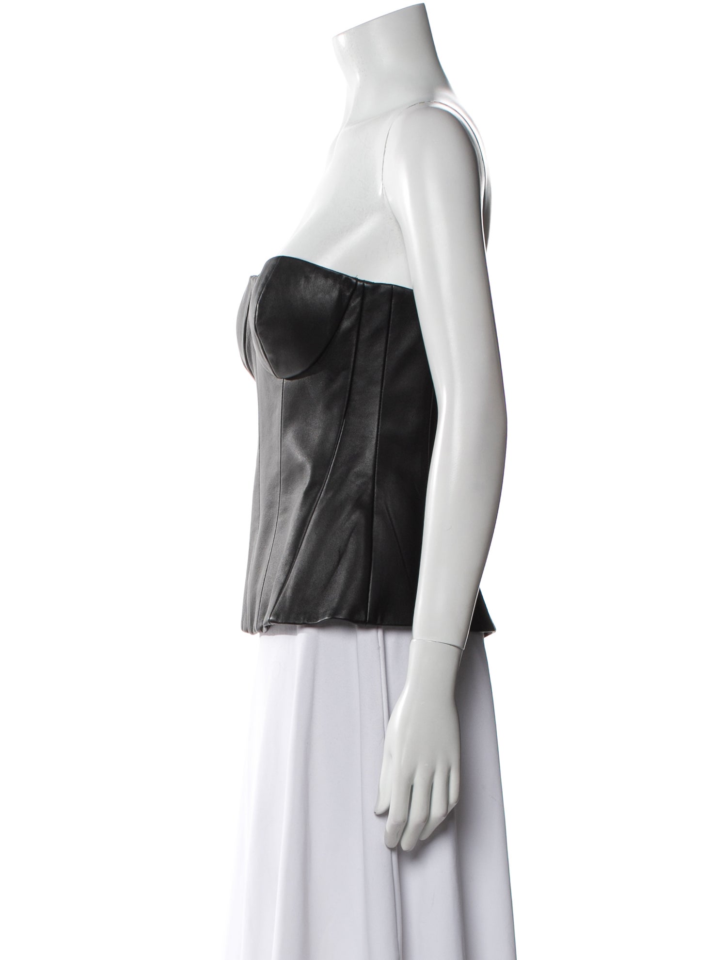 Sergio Hudson Lambskin Strapless Crop Top