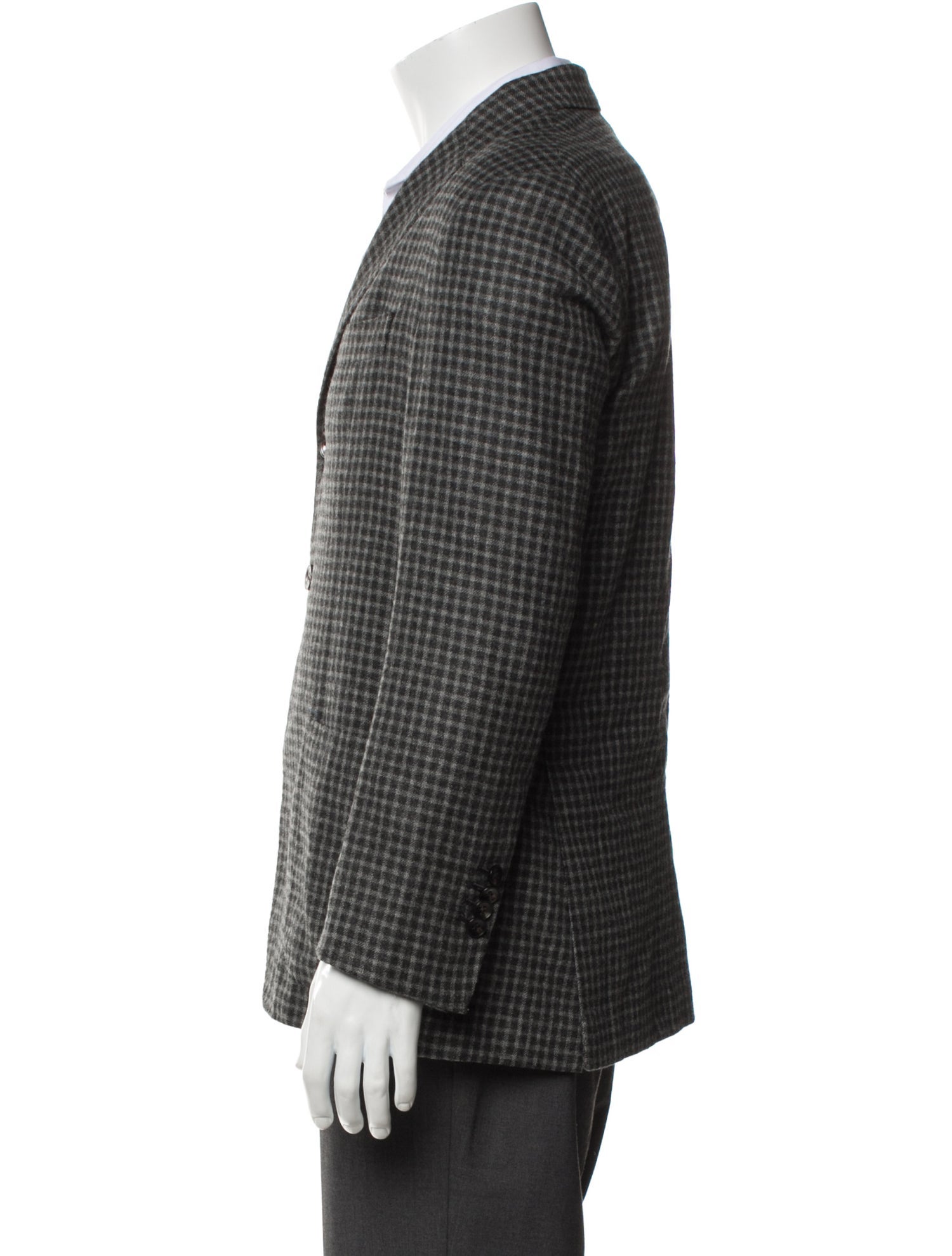 Sartorio Wool Plaid Print Peacoat