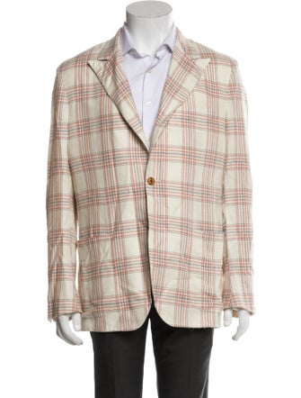 Sartorio Virgin Wool Plaid Print Peacoat