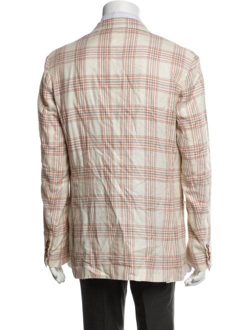 Sartorio Virgin Wool Plaid Print Peacoat
