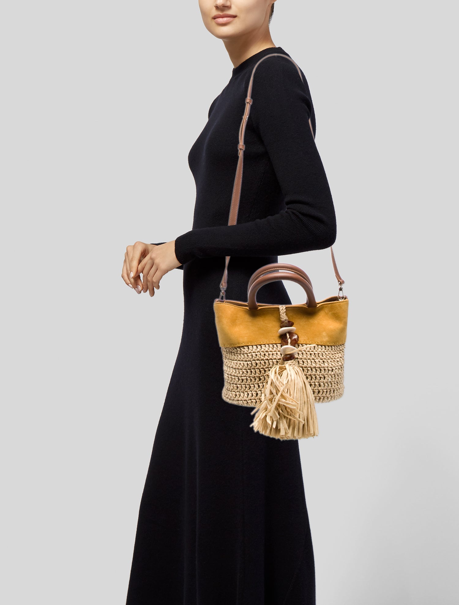 Serena Uziyel Raffia Top Handle Bag