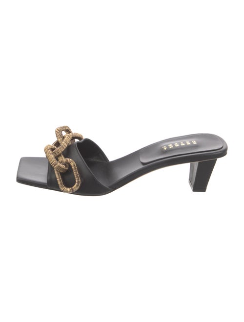 Serena Uziyel Leather Chain-Link Accents Slides