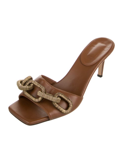 Serena Uziyel Leather Chain-Link Accents Slides