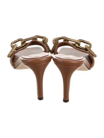 Serena Uziyel Leather Chain-Link Accents Slides