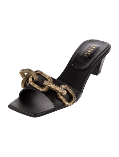 Serena Uziyel Leather Chain-Link Accents Slides