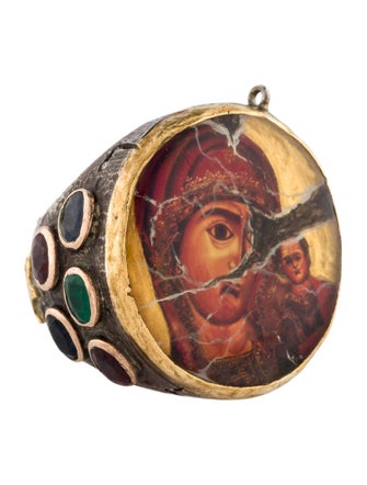 Sevan Biçakci Ruby, Sapphire, Emerald & Diamond Portrait Inlay Signet Ring