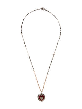 Sevan Biçakci Pearl, Green Sapphire, Diamond & Red Stone Heart Pendant Necklace