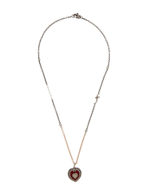 Sevan Biçakci Pearl, Green Sapphire, Diamond & Red Stone Heart Pendant Necklace