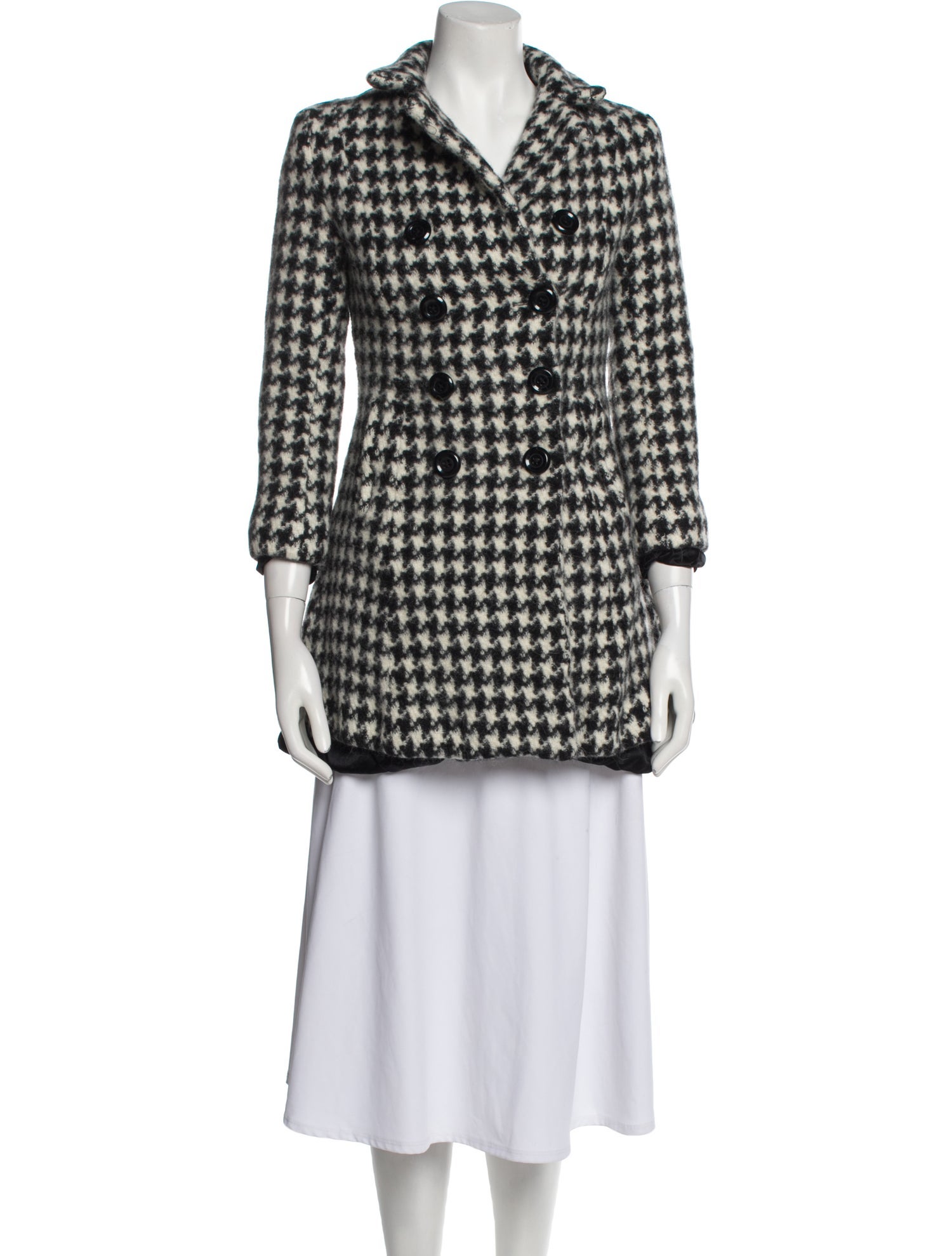 Sofia Cashmere Alpaca Houndstooth Print Peacoat
