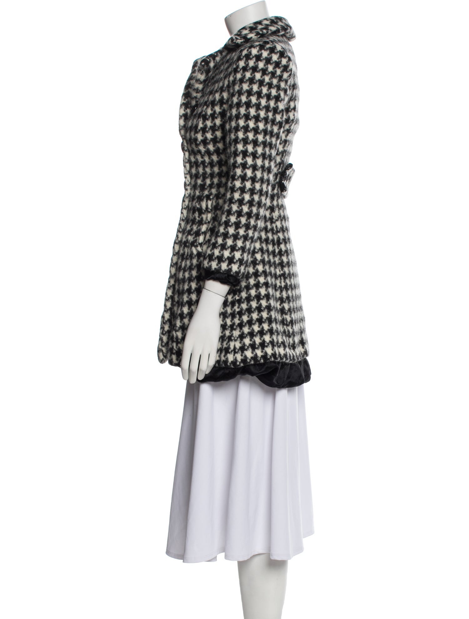Sofia Cashmere Alpaca Houndstooth Print Peacoat