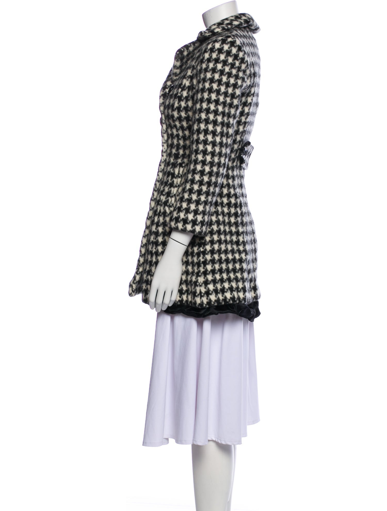 Sofia Cashmere Alpaca Houndstooth Print Coat