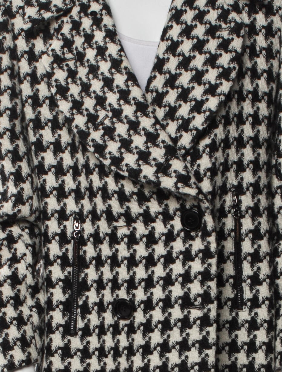 Sofia Cashmere Alpaca Houndstooth Print Peacoat