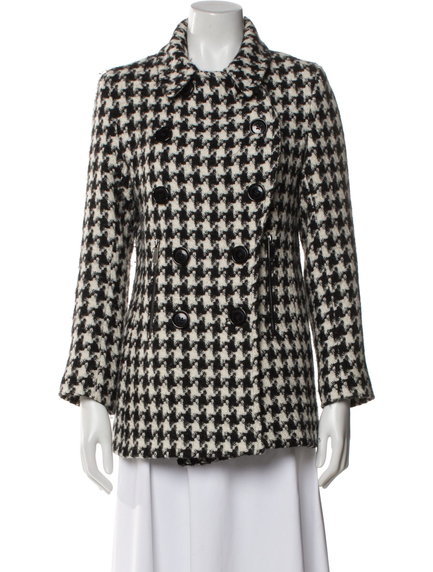 Sofia Cashmere Alpaca Houndstooth Print Blazer