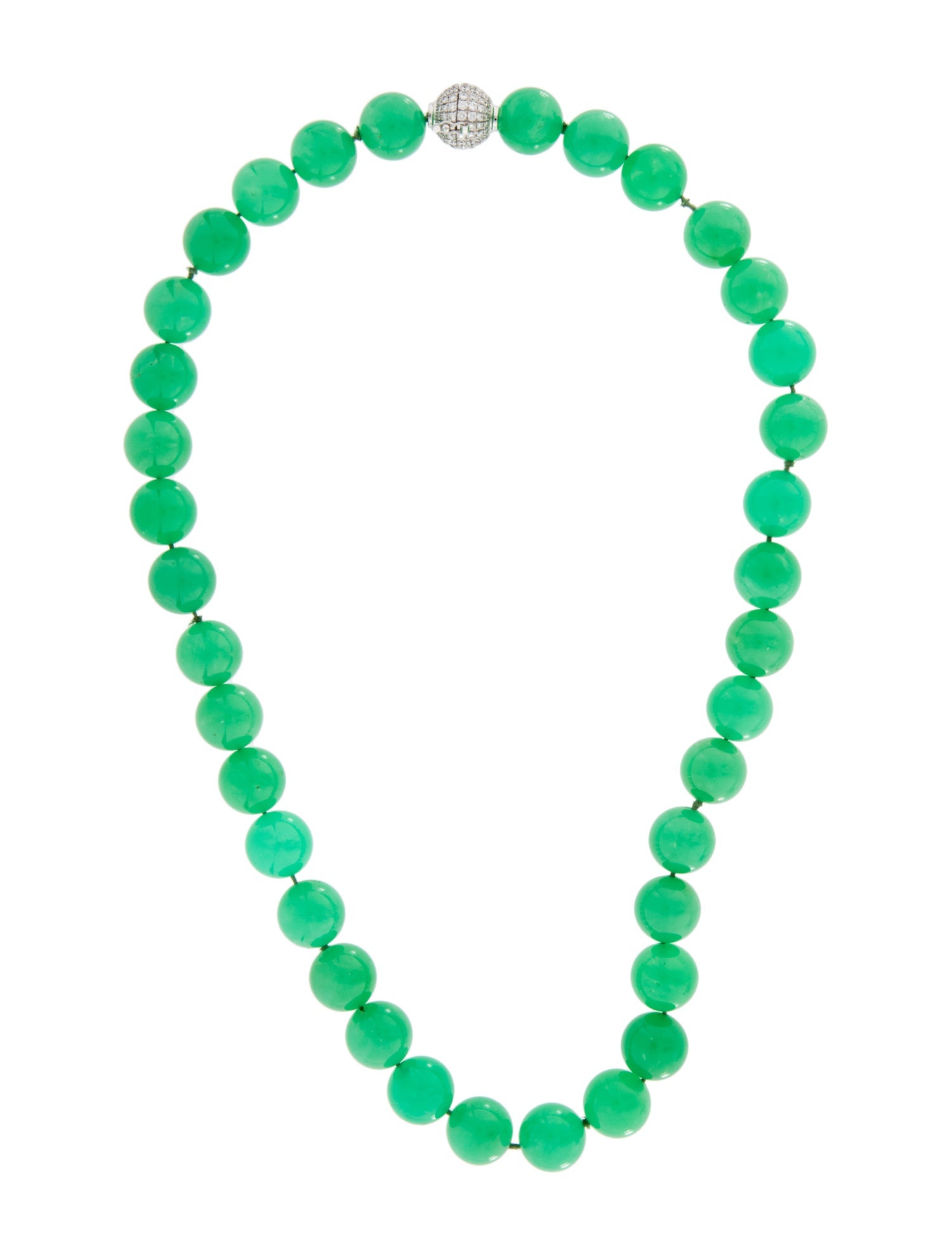 Staurino Fratelli 18K Chrysoprase & Diamond Clasp Bead Necklace