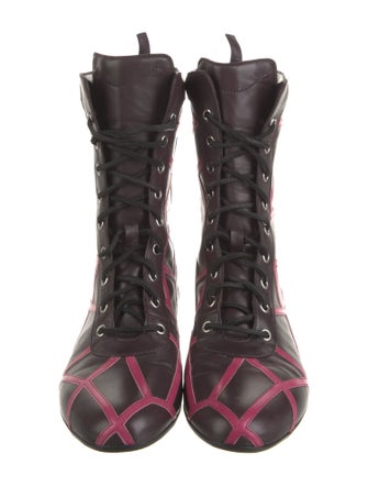 Salvatore Ferragamo x Yohji Yamamoto Leather Printed Lace-Up Boots