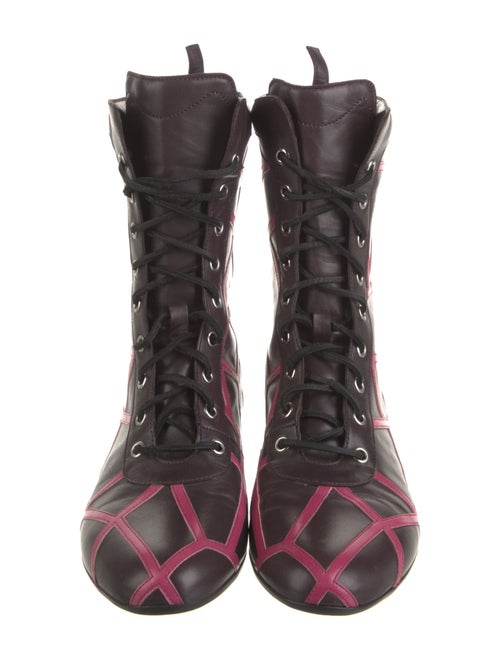 Salvatore Ferragamo x Yohji Yamamoto Leather Printed Lace-Up Boots