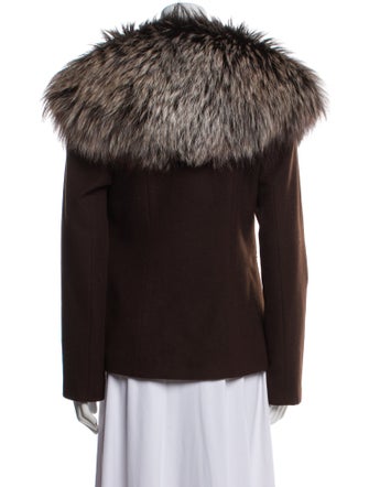 Saga Furs Cashmere Colorblock Pattern Faux Fur Jacket