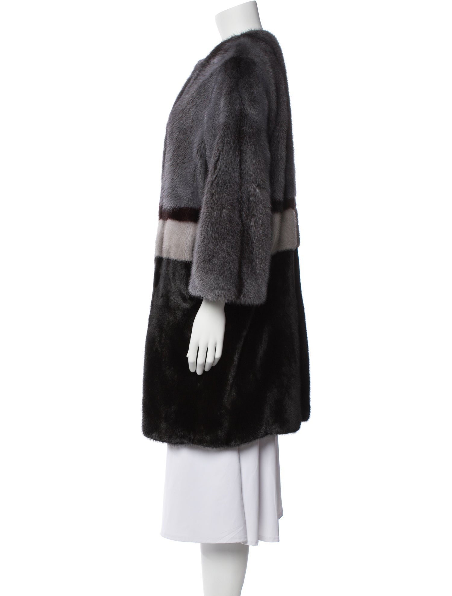 Saga Furs Mink Colorblock Pattern Fur Coat