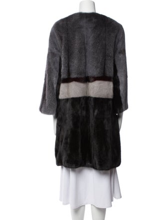 Saga Furs Mink Colorblock Pattern Fur Coat