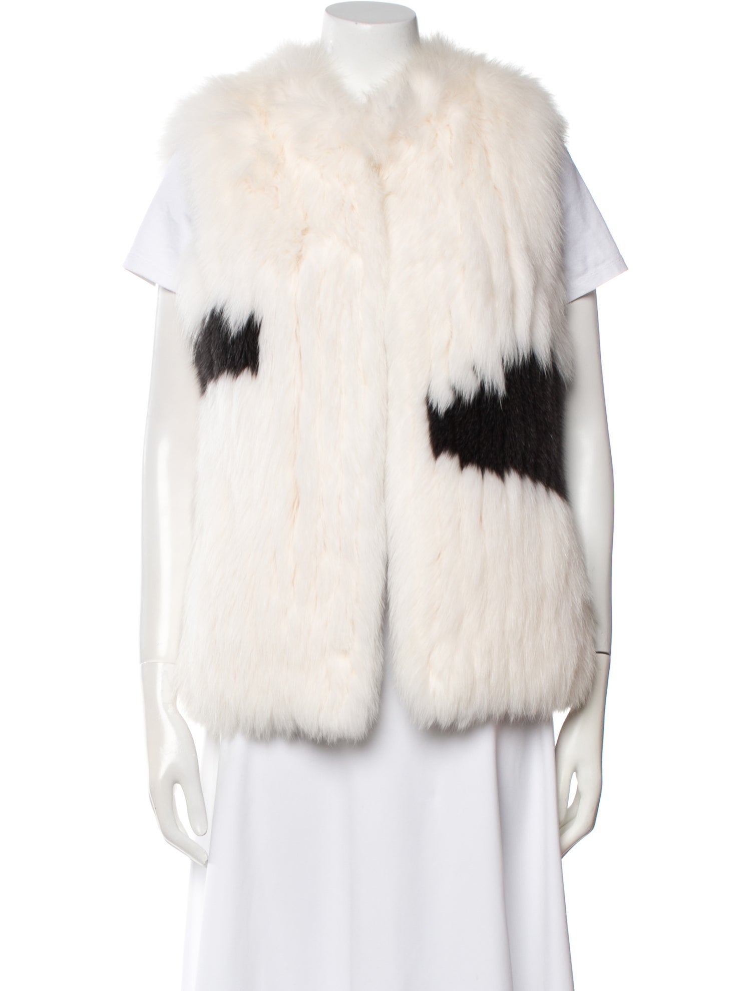Saga Furs Fox Colorblock Pattern Vest