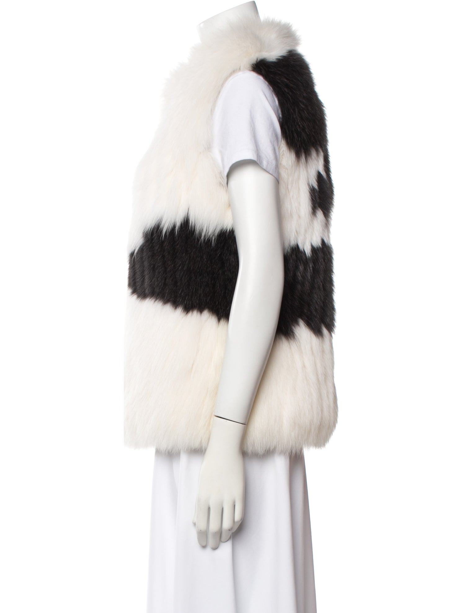 Saga Furs Fox Colorblock Pattern Vest