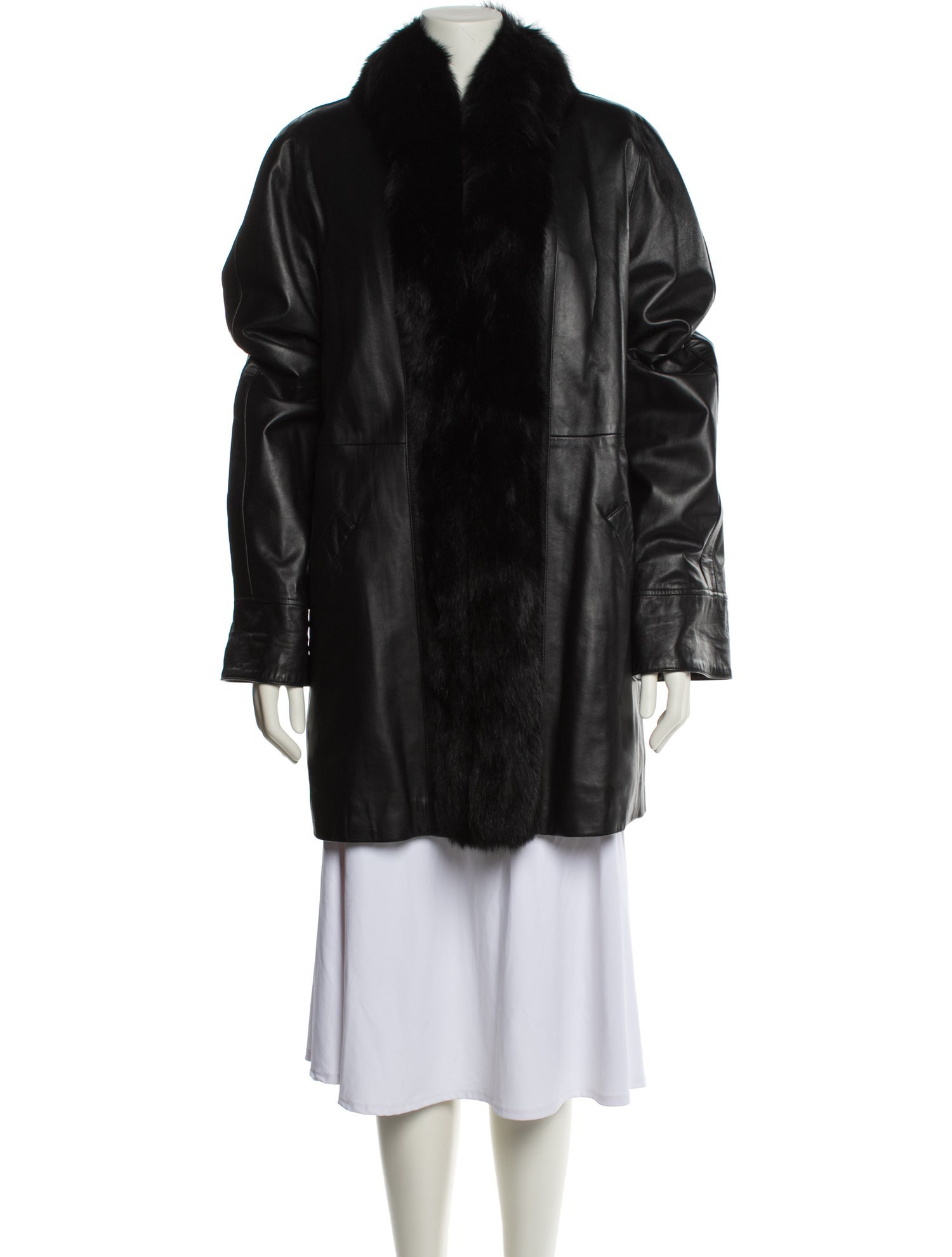 Saga Furs Leather Faux Fur Coat