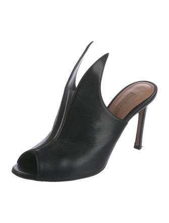 Samuele Failli Leather Animal Print Mules