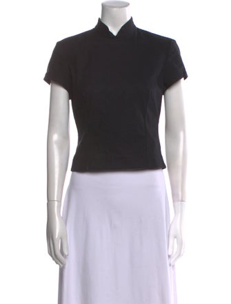 Samuel Guì Yang Mock Neck Short Sleeve Crop Top