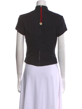 Samuel Guì Yang Mock Neck Short Sleeve Crop Top