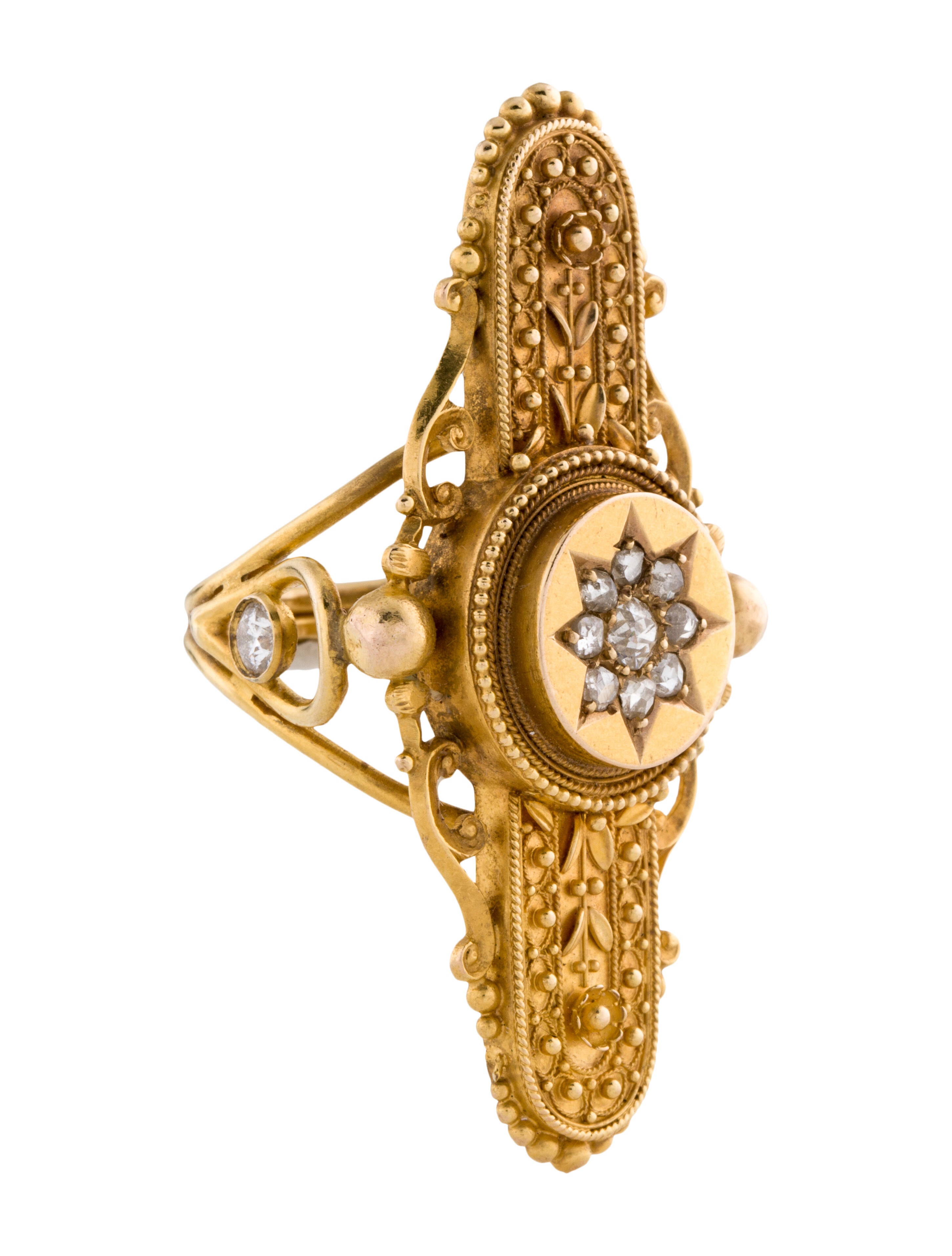SHAY 14K Diamond Victorian Starburst Cocktail Ring 14K Yellow Gold
