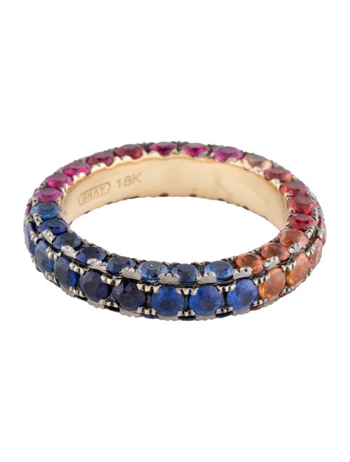 SHAY 18K 4.28ctw Sapphire & Ruby Rainbow Eternity Band
