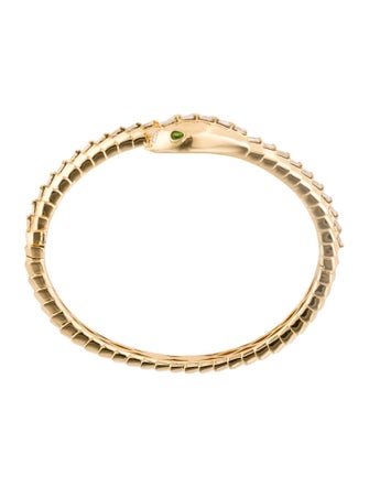 SHAY 18K Diamond & Tsavorite Garnet Snake Cuff Bracelet