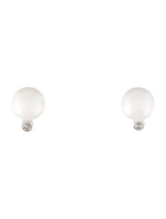 SHAY 18K Pearl & Diamond Orb Stud Earrings