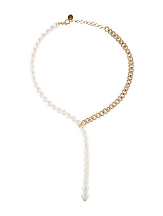 SHAY 18K Pearl & Diamond Y Lariat Necklace