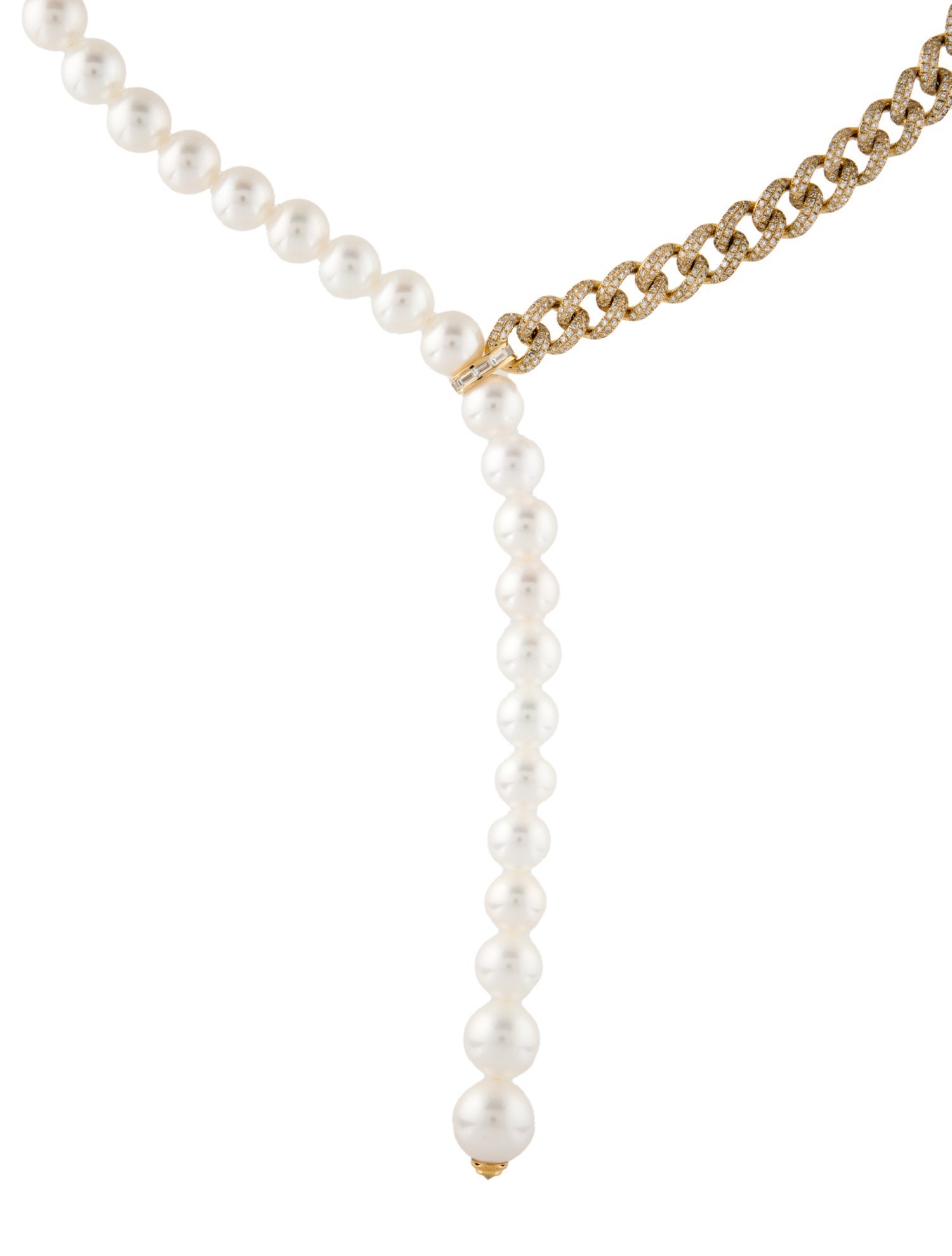 SHAY 18K Pearl & Diamond Y Lariat Necklace