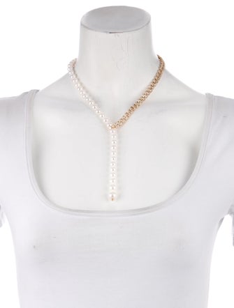 SHAY 18K Pearl & Diamond Y Lariat Necklace