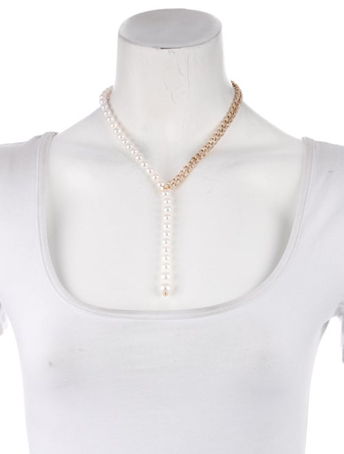 SHAY 18K Pearl & Diamond Y Lariat Necklace